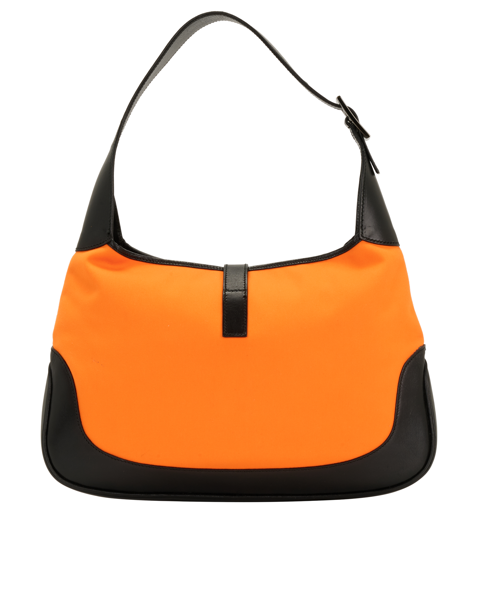 Jackie Shoulder Bag, &pound;320, Handbags, Black/Orange, Leather/Nylon, Back view
